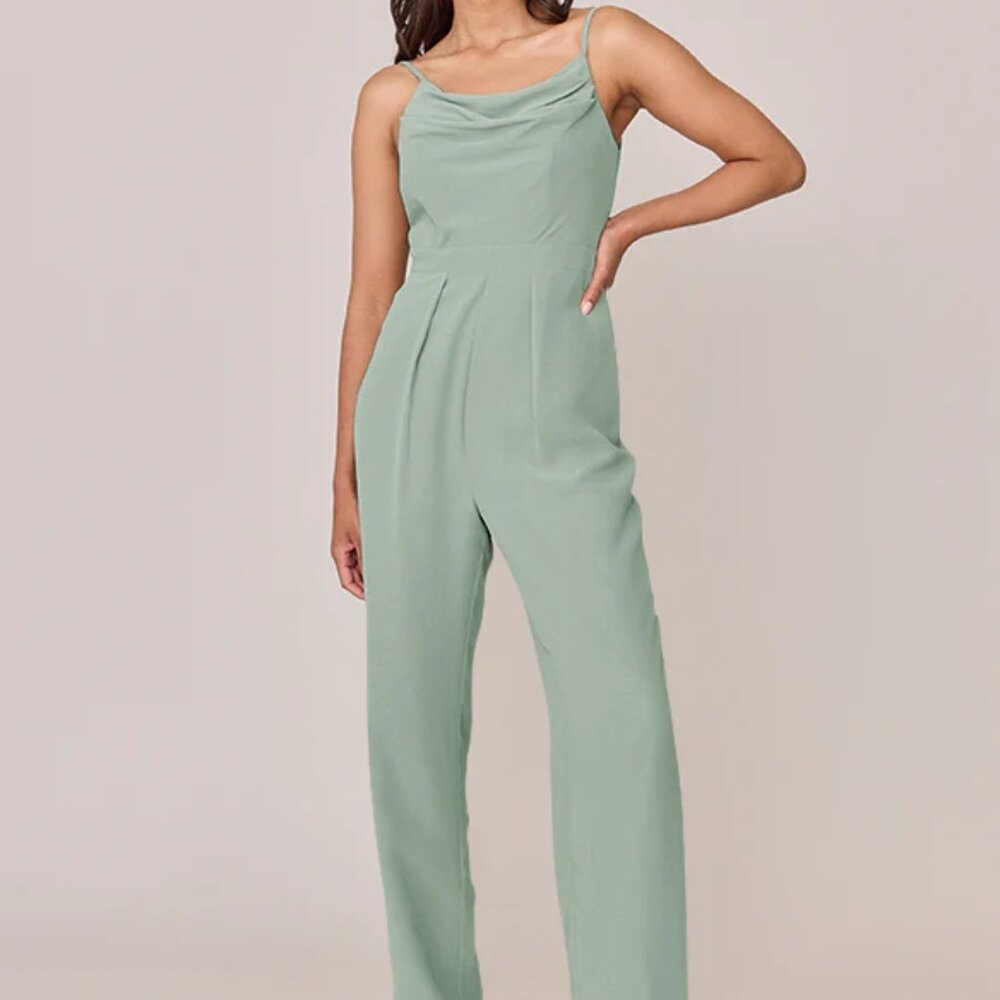 NWT Revelry Parker Chiffon Jumpsuit Sage 908 Size 12